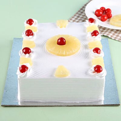 Cream Drop Cherry Pineapple Cake Eggless