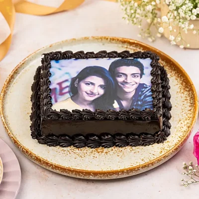 Decorated Chocolate Photo Cake 1kg Eggless