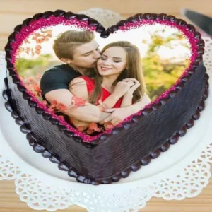 Heart Shaped Truffle Photo Cake Half Kg