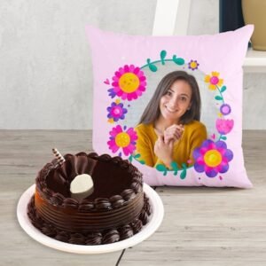 Personalised Comfy Cushion With Truffle Cake