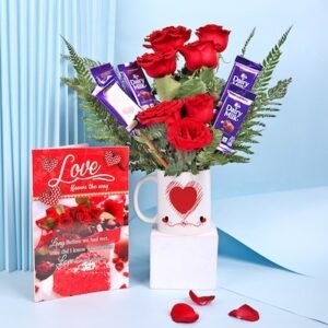 Chocoblooms Gift Set with Mug and Roses