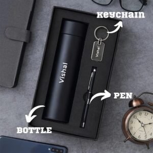 Premium Personalized Pen Keychain and Temperature Bottle