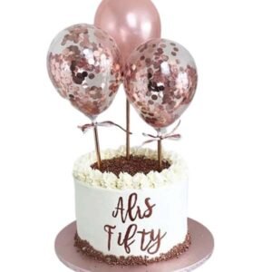 White Confetti Balloon Cake