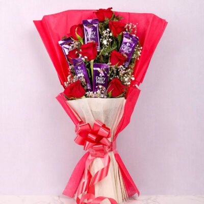 Graceful Roses and Chocolate Arrangement